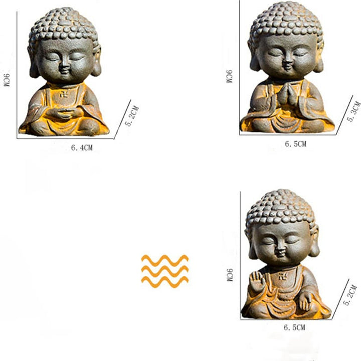 Buddha Stones小さな瞑想仏 鉄粉錆鋳造樹脂像 家の装飾