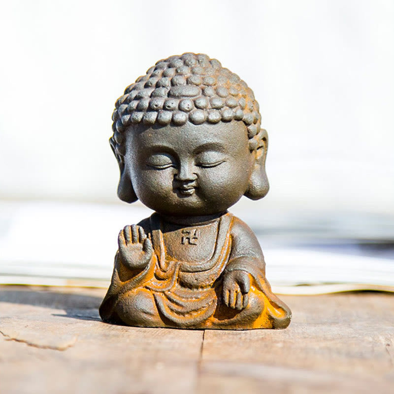 Buddha Stones小さな瞑想仏 鉄粉錆鋳造樹脂像 家の装飾