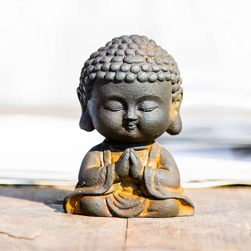 Buddha Stones小さな瞑想仏 鉄粉錆鋳造樹脂像 家の装飾
