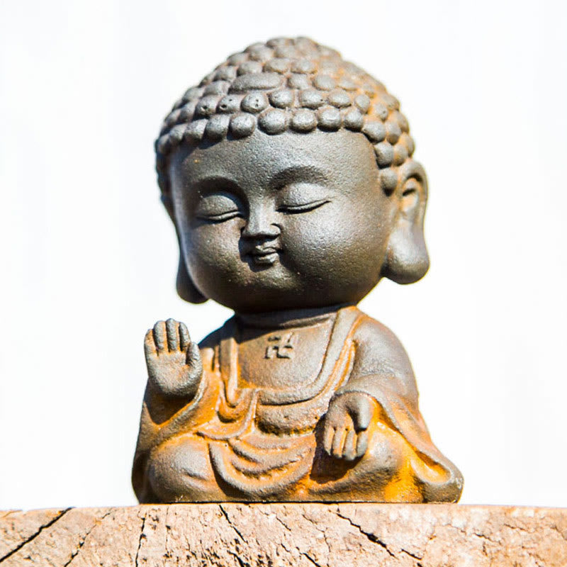 Buddha Stones小さな瞑想仏 鉄粉錆鋳造樹脂像 家の装飾
