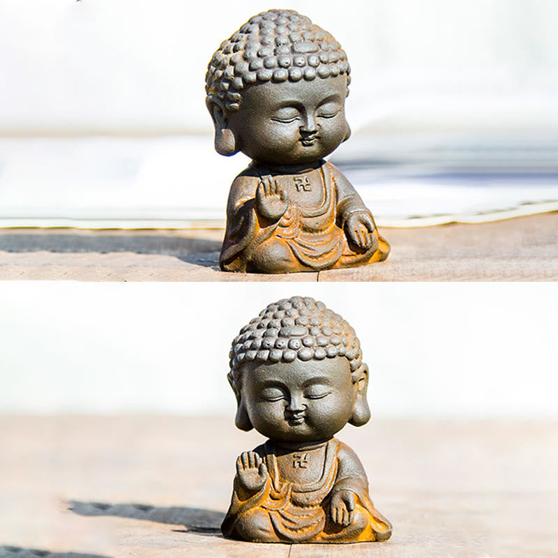 Buddha Stones小さな瞑想仏 鉄粉錆鋳造樹脂像 家の装飾