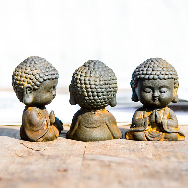 Buddha Stones小さな瞑想仏 鉄粉錆鋳造樹脂像 家の装飾