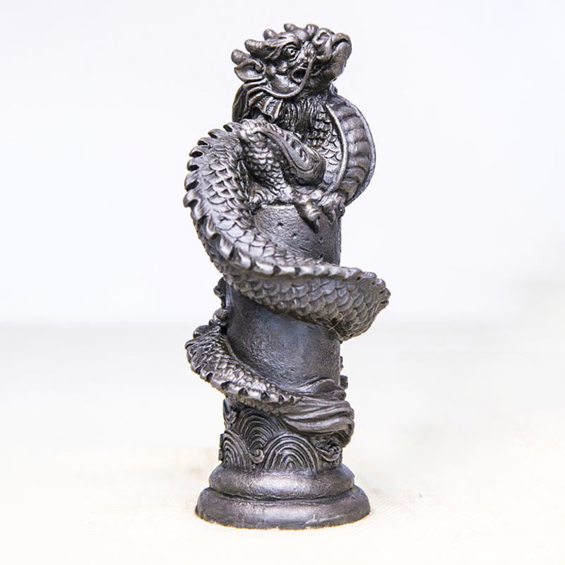 Buddha Stones手作り 飛龍 柱周り 鉄粉 錆 鋳造 樹脂 像 家の装飾 - 研磨バージョン 20*10*8cm - image 14