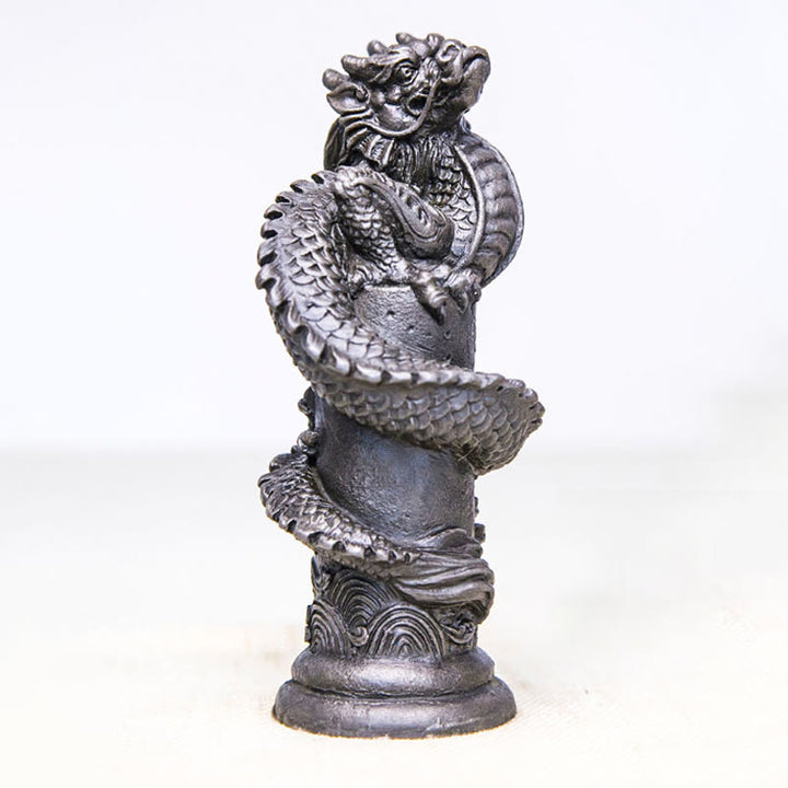 Buddha Stones手作り 飛龍 柱周り 鉄粉 錆 鋳造 樹脂 像 家の装飾 - 研磨バージョン 20*10*8cm - image 14