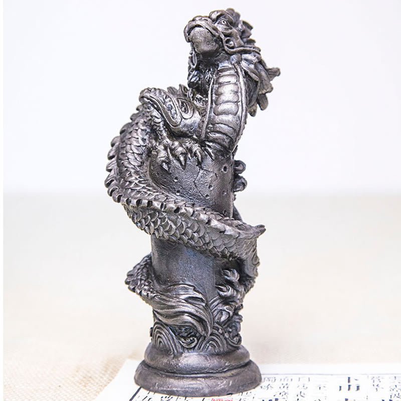 Buddha Stones手作り 飛龍 柱周り 鉄粉 錆 鋳造 樹脂 像 家の装飾 - image 16