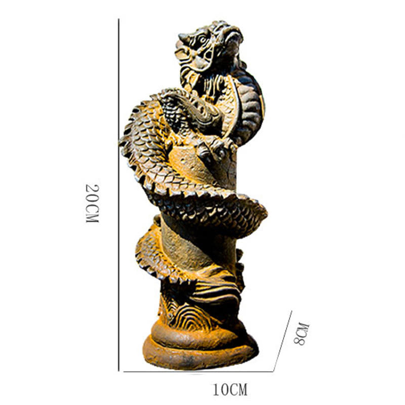 Buddha Stones手作り 飛龍 柱周り 鉄粉 錆 鋳造 樹脂 像 家の装飾 - image 12