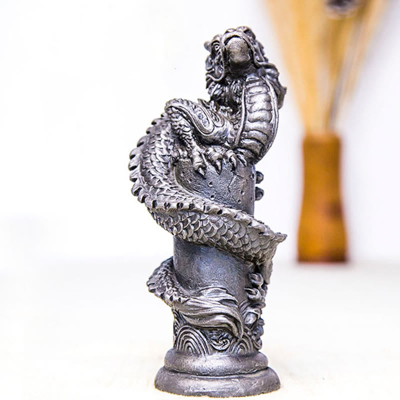 Buddha Stones手作り 飛龍 柱周り 鉄粉 錆 鋳造 樹脂 像 家の装飾 - image 17