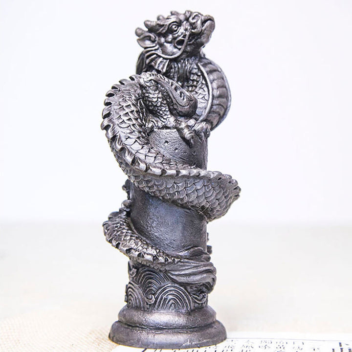 Buddha Stones手作り 飛龍 柱周り 鉄粉 錆 鋳造 樹脂 像 家の装飾 - image 24