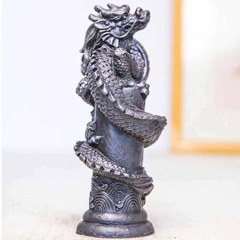 Buddha Stones手作り 飛龍 柱周り 鉄粉 錆 鋳造 樹脂 像 家の装飾 - image 21