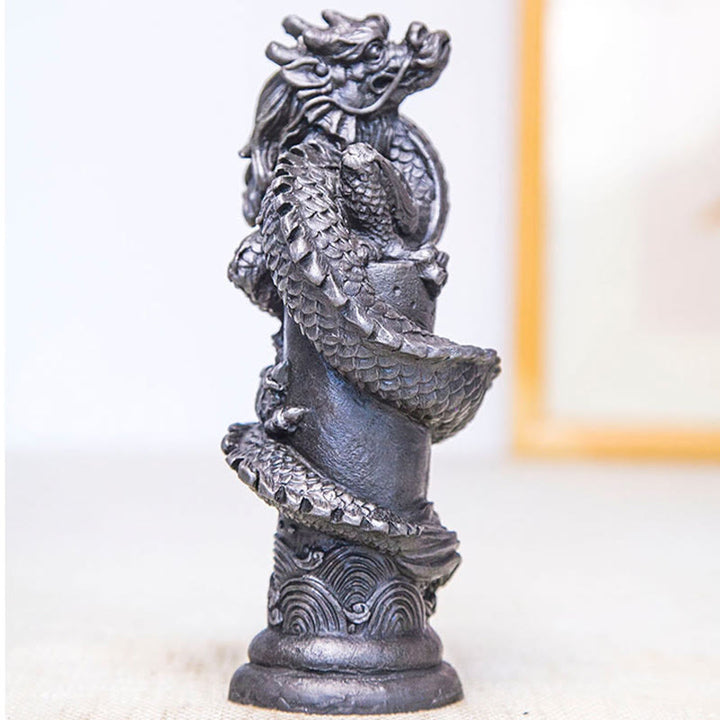 Buddha Stones手作り 飛龍 柱周り 鉄粉 錆 鋳造 樹脂 像 家の装飾 - image 21