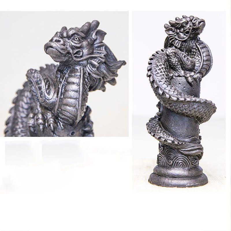 Buddha Stones手作り 飛龍 柱周り 鉄粉 錆 鋳造 樹脂 像 家の装飾 - image 26