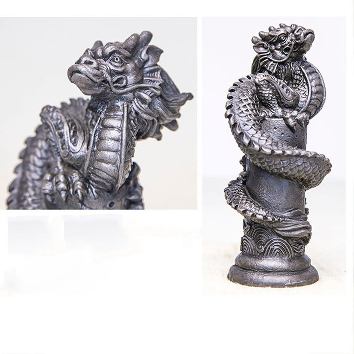Buddha Stones手作り 飛龍 柱周り 鉄粉 錆 鋳造 樹脂 像 家の装飾 - image 26