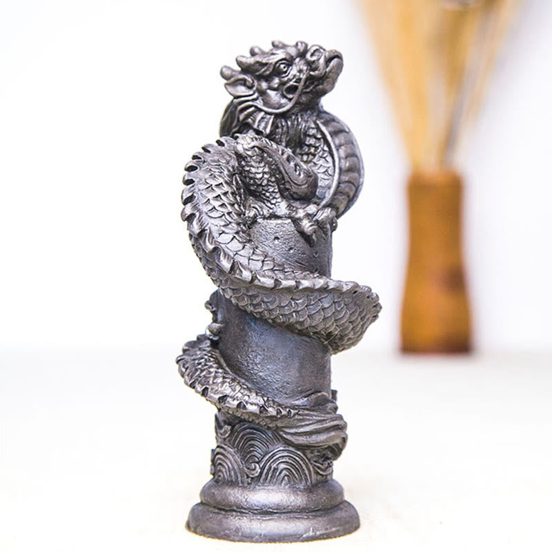 Buddha Stones手作り 飛龍 柱周り 鉄粉 錆 鋳造 樹脂 像 家の装飾 - image 23