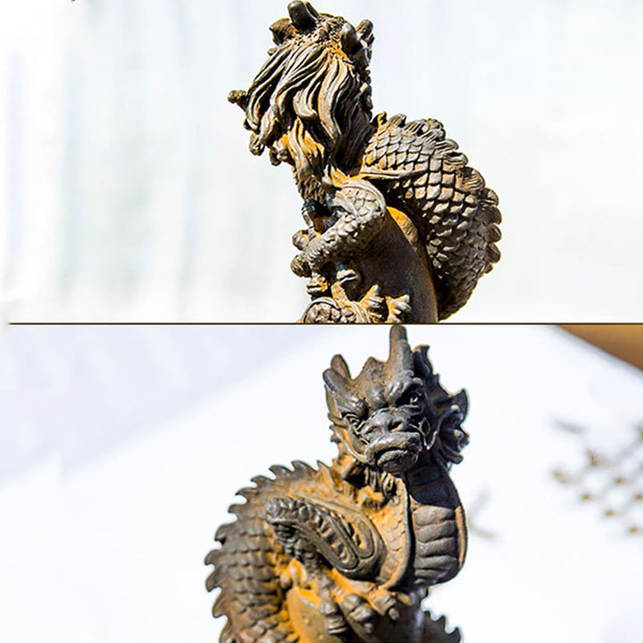 Buddha Stones手作り 飛龍 柱周り 鉄粉 錆 鋳造 樹脂 像 家の装飾 - image 11