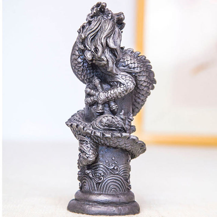Buddha Stones手作り 飛龍 柱周り 鉄粉 錆 鋳造 樹脂 像 家の装飾 - image 15