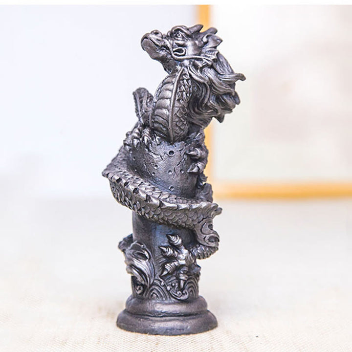 Buddha Stones手作り 飛龍 柱周り 鉄粉 錆 鋳造 樹脂 像 家の装飾 - image 25