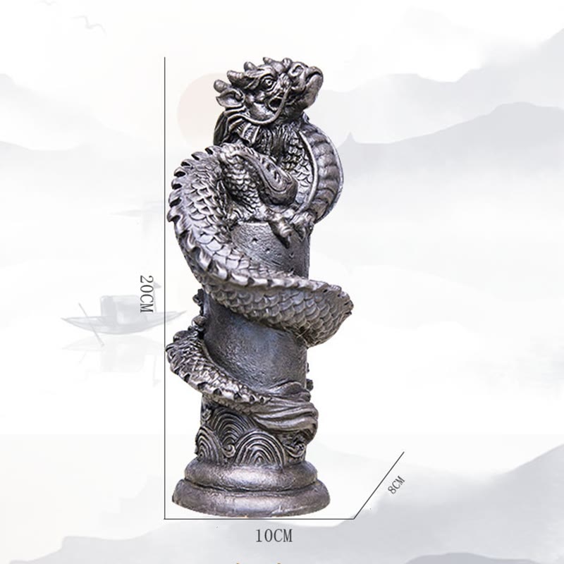 Buddha Stones手作り 飛龍 柱周り 鉄粉 錆 鋳造 樹脂 像 家の装飾 - image 27
