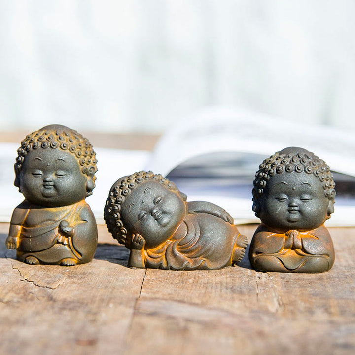 Buddha Stones小型 立位 横臥位 座位 かわいい 仏像 鉄粉 錆 鋳造 樹脂 像 室内装飾
