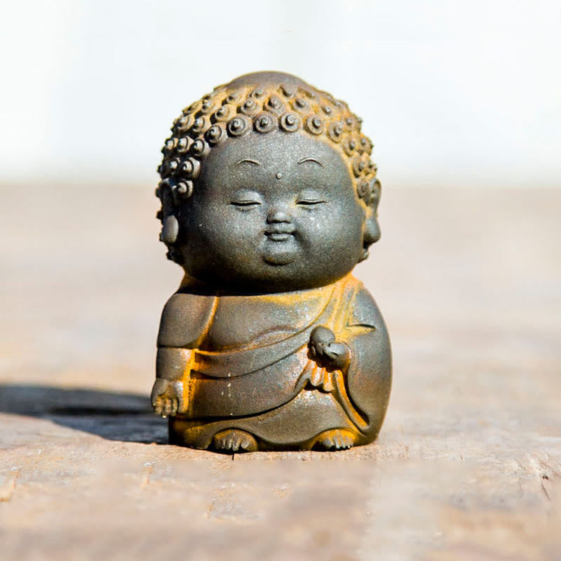 Buddha Stones小型 立位 横臥位 座位 かわいい 仏像 鉄粉 錆 鋳造 樹脂 像 室内装飾