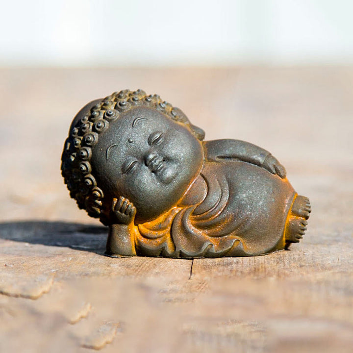 Buddha Stones小型 立位 横臥位 座位 かわいい 仏像 鉄粉 錆 鋳造 樹脂 像 室内装飾