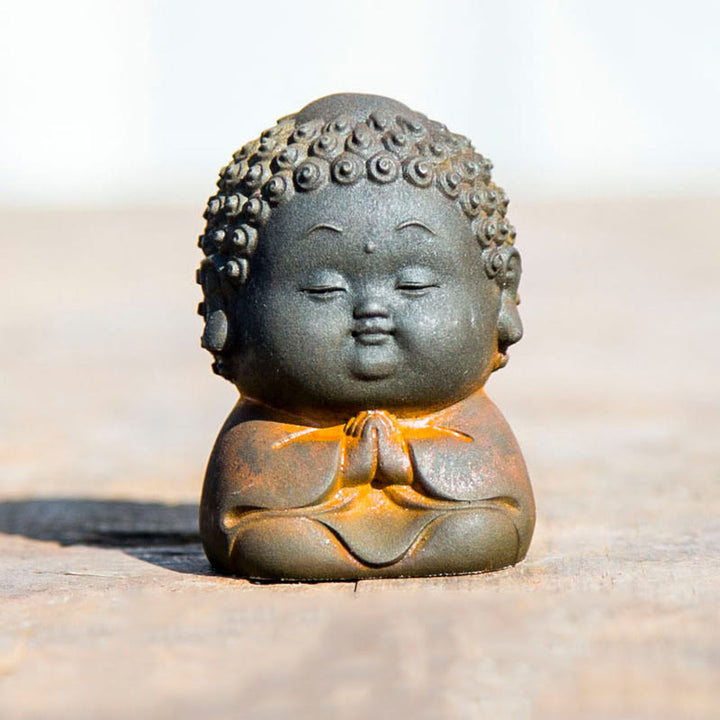 Buddha Stones小型 立位 横臥位 座位 かわいい 仏像 鉄粉 錆 鋳造 樹脂 像 室内装飾