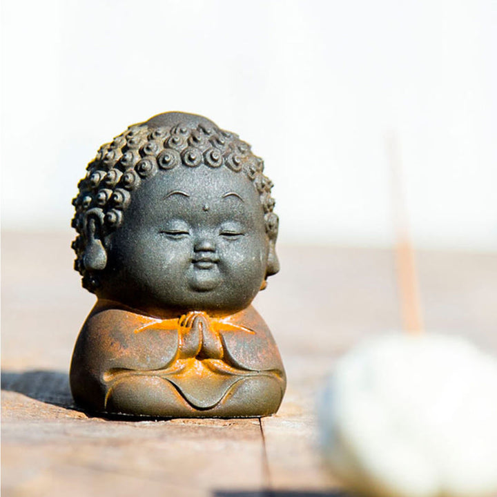 Buddha Stones小型 立位 横臥位 座位 かわいい 仏像 鉄粉 錆 鋳造 樹脂 像 室内装飾