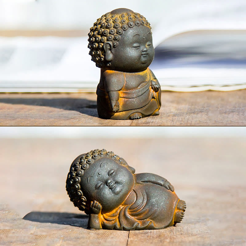 Buddha Stones小型 立位 横臥位 座位 かわいい 仏像 鉄粉 錆 鋳造 樹脂 像 室内装飾