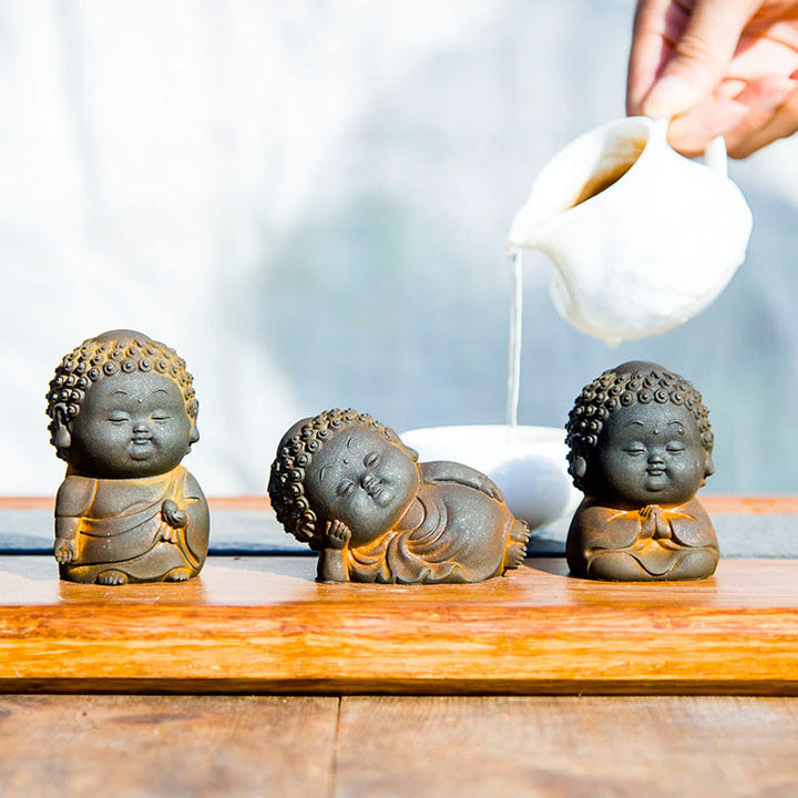 Buddha Stones小型 立位 横臥位 座位 かわいい 仏像 鉄粉 錆 鋳造 樹脂 像 室内装飾