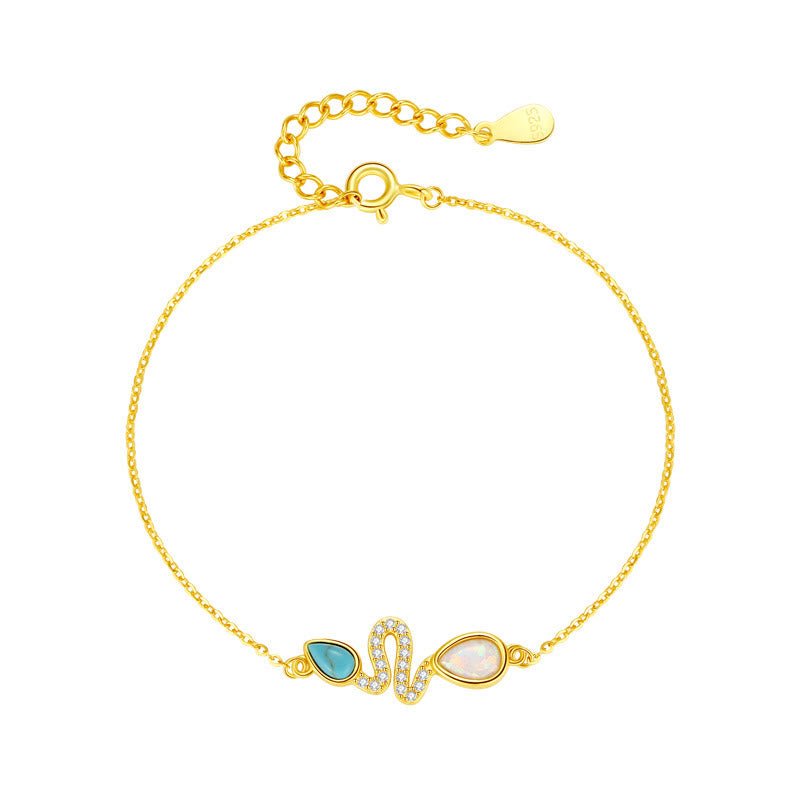 Buddha Stones925スターリングシルバー ターコイズオパール 蛇年守護ブレスレット