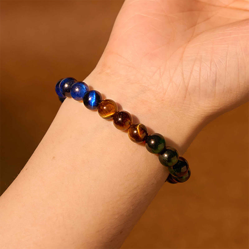 Buddha Stonesブルータイガーアイ グリーンタイガーアイ タイガーアイバランスブレスレット