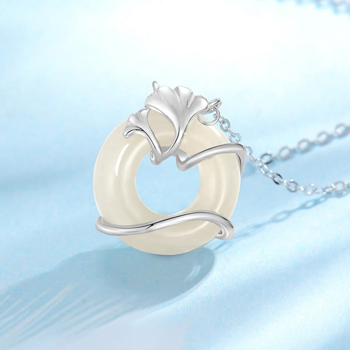 Buddha Stones和田翡翠 925スターリングシルバー ピース平和のお守りチャームイチョウの葉 ネックレス ペンダント - image 10