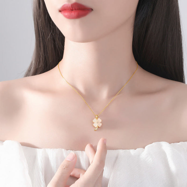 Buddha Stones和田翡翠 925 スターリングシルバー 四つ葉のクローバーネックレスペンダント - image 7