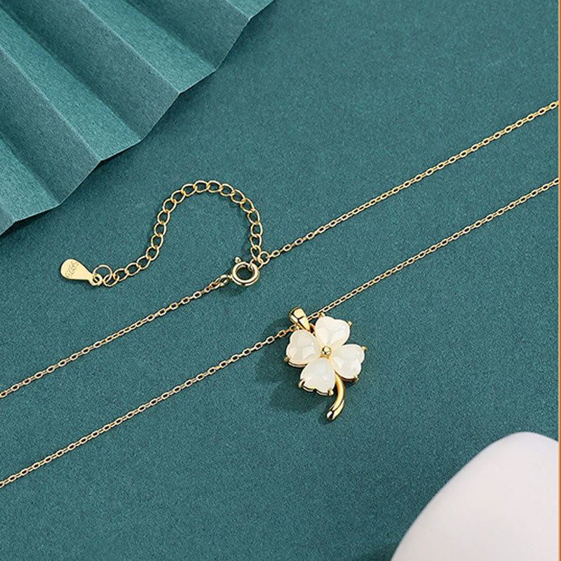 Buddha Stones和田翡翠 925 スターリングシルバー 四つ葉のクローバーネックレスペンダント - image 3