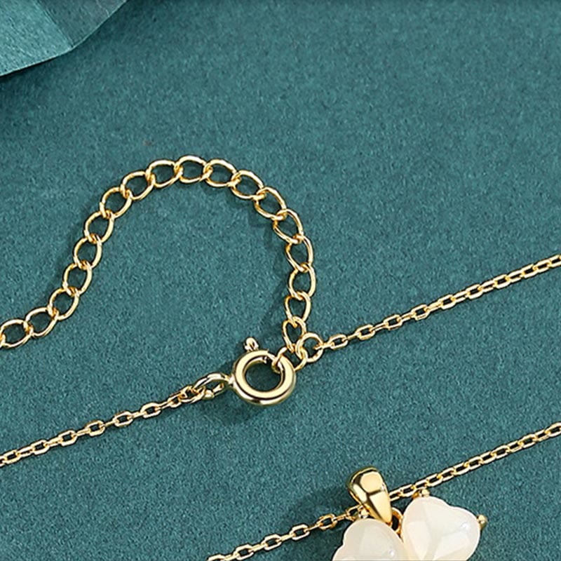 Buddha Stones和田翡翠 925 スターリングシルバー 四つ葉のクローバーネックレスペンダント