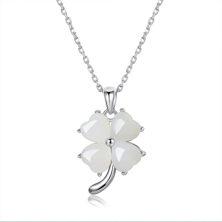 Buddha Stones和田翡翠 925 スターリングシルバー 四つ葉のクローバーネックレスペンダント - 925スターリングシルバーの和田翡翠 - image 9