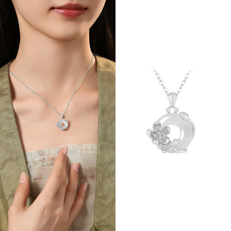 Buddha Stonesカルセドニー 925スターリングシルバー ピース平和のお守りチャームフラワーネックレスペンダント - 梅の花 - 925スターリングシルバーカルセドニー - image 30