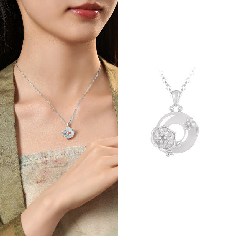 Buddha Stonesカルセドニー 925スターリングシルバー ピース平和のお守りチャームフラワーネックレスペンダント - ザクロの花 - 925スターリングシルバーカルセドニー - image 33