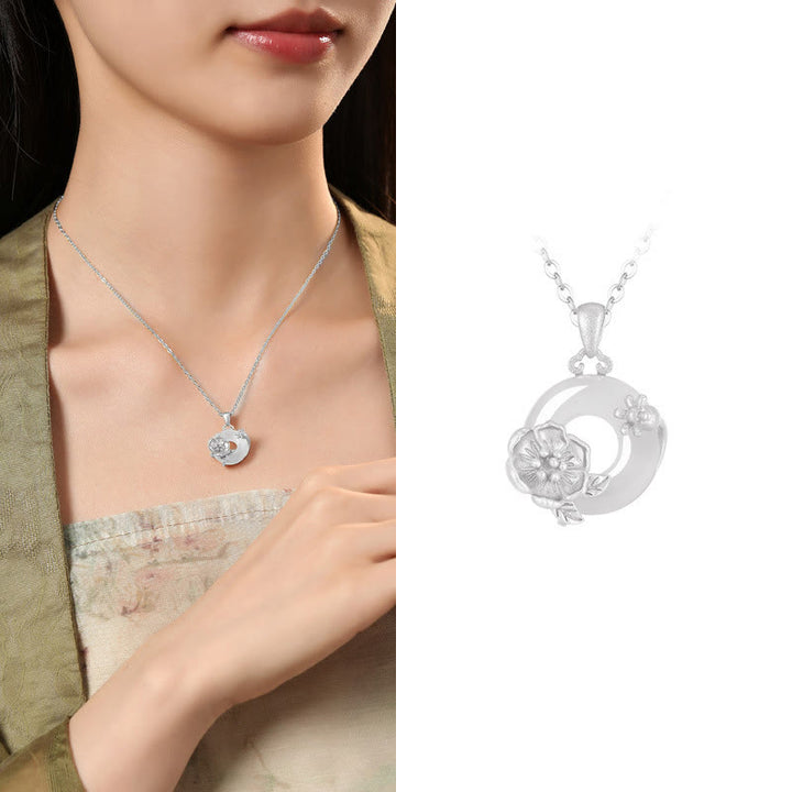 Buddha Stonesカルセドニー 925スターリングシルバー ピース平和のお守りチャームフラワーネックレスペンダント - ザクロの花 - 925スターリングシルバーカルセドニー - image 33