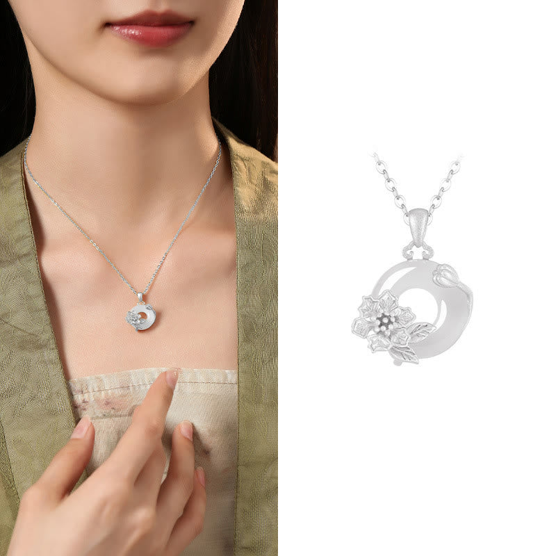 Buddha Stonesカルセドニー 925スターリングシルバー ピース平和のお守りチャームフラワーネックレスペンダント - サルスベリ - 925スターリングシルバーカルセドニー - image 37