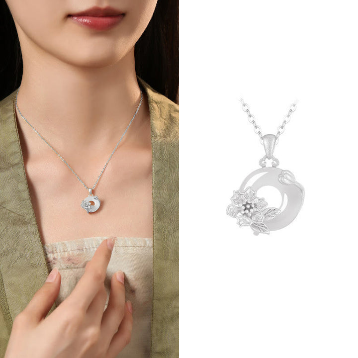 Buddha Stonesカルセドニー 925スターリングシルバー ピース平和のお守りチャームフラワーネックレスペンダント - サルスベリ - 925スターリングシルバーカルセドニー - image 37