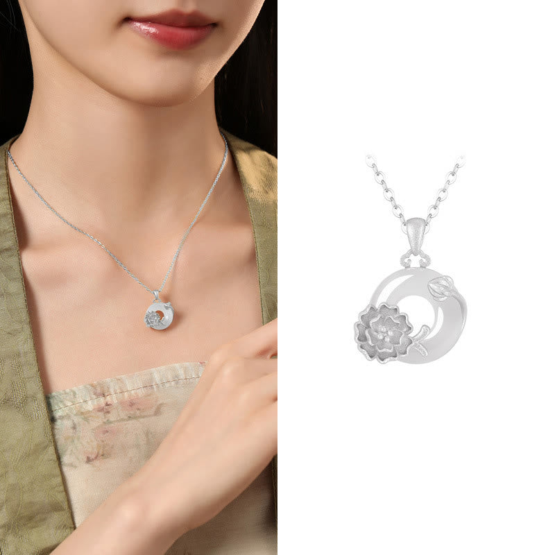 Buddha Stonesカルセドニー 925スターリングシルバー ピース平和のお守りチャームフラワーネックレスペンダント - ハイビスカス - 925スターリングシルバーカルセドニー - image 38