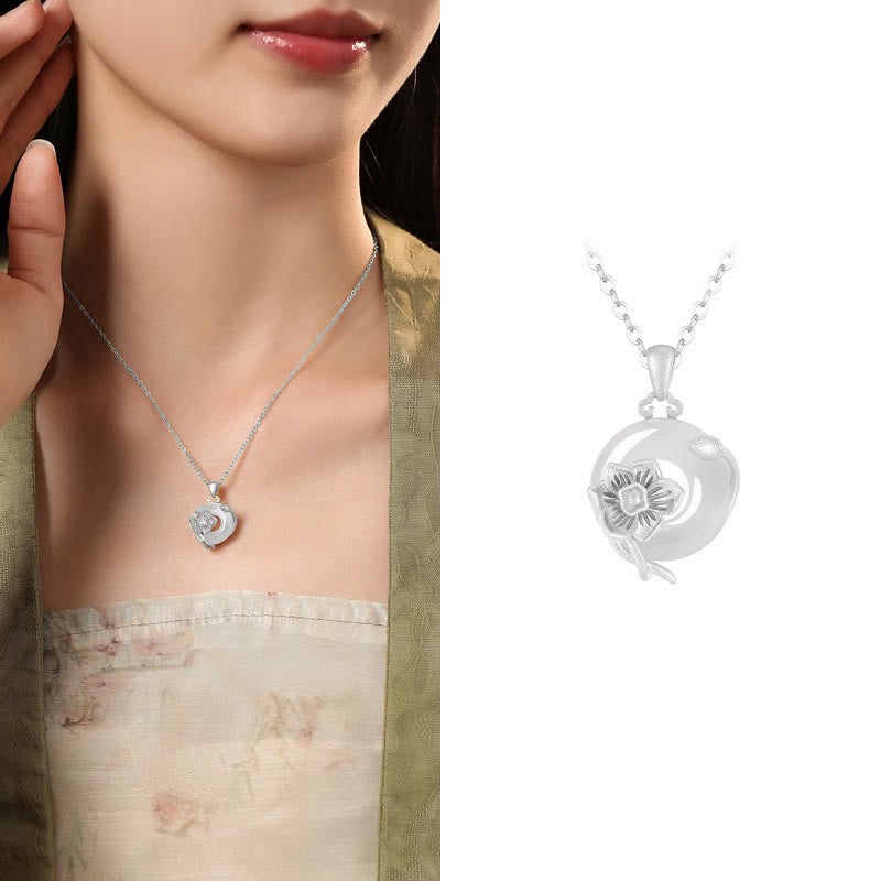 Buddha Stonesカルセドニー 925スターリングシルバー ピース平和のお守りチャームフラワーネックレスペンダント - 水仙 - 925スターリングシルバーカルセドニー - image 40