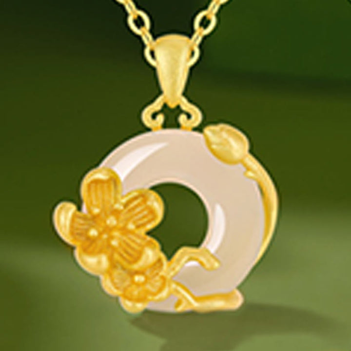 Buddha Stonesカルセドニー 925スターリングシルバー ピース平和のお守りチャームフラワーネックレスペンダント - image 8