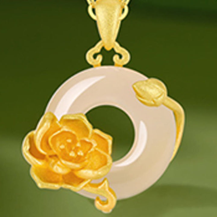 Buddha Stonesカルセドニー 925スターリングシルバー ピース平和のお守りチャームフラワーネックレスペンダント - image 12