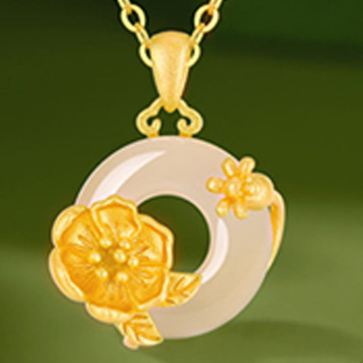 Buddha Stonesカルセドニー 925スターリングシルバー ピース平和のお守りチャームフラワーネックレスペンダント - image 15