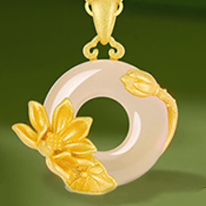 Buddha Stonesカルセドニー 925スターリングシルバー ピース平和のお守りチャームフラワーネックレスペンダント - image 17