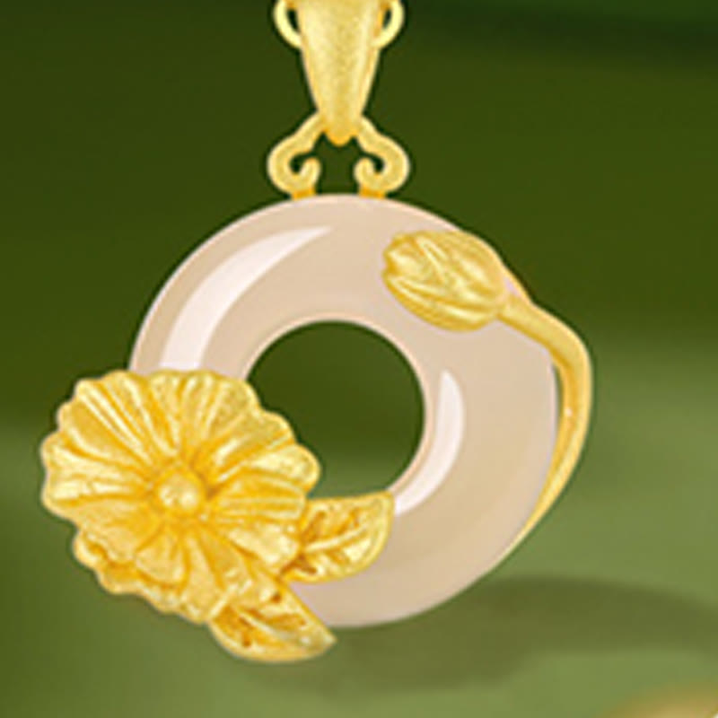 Buddha Stonesカルセドニー 925スターリングシルバー ピース平和のお守りチャームフラワーネックレスペンダント - image 19