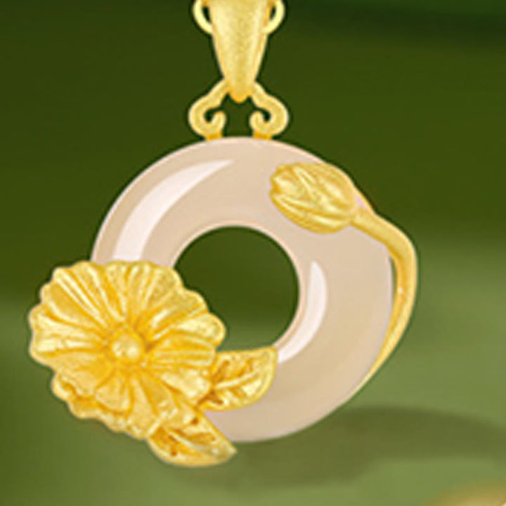 Buddha Stonesカルセドニー 925スターリングシルバー ピース平和のお守りチャームフラワーネックレスペンダント - image 19