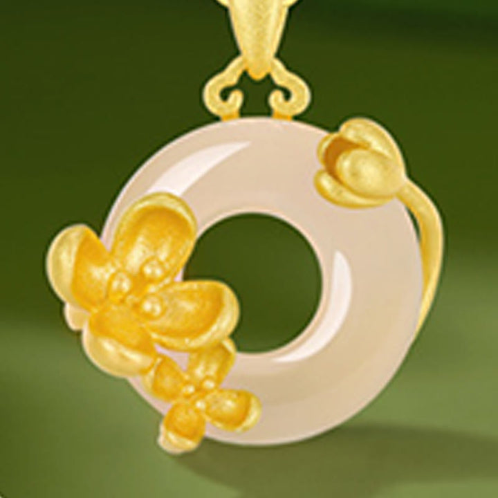 Buddha Stonesカルセドニー 925スターリングシルバー ピース平和のお守りチャームフラワーネックレスペンダント - image 21