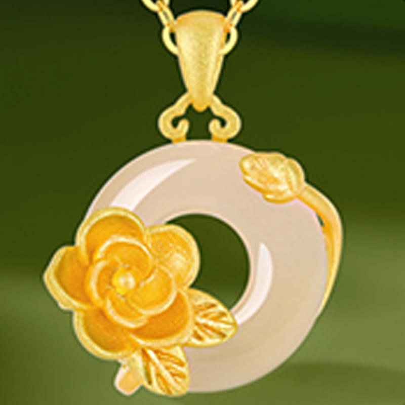 Buddha Stonesカルセドニー 925スターリングシルバー ピース平和のお守りチャームフラワーネックレスペンダント - image 27